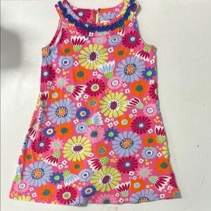 Hanna Andersson Pop Flower Ruffle Sleeveless Tank Dress 100 4T